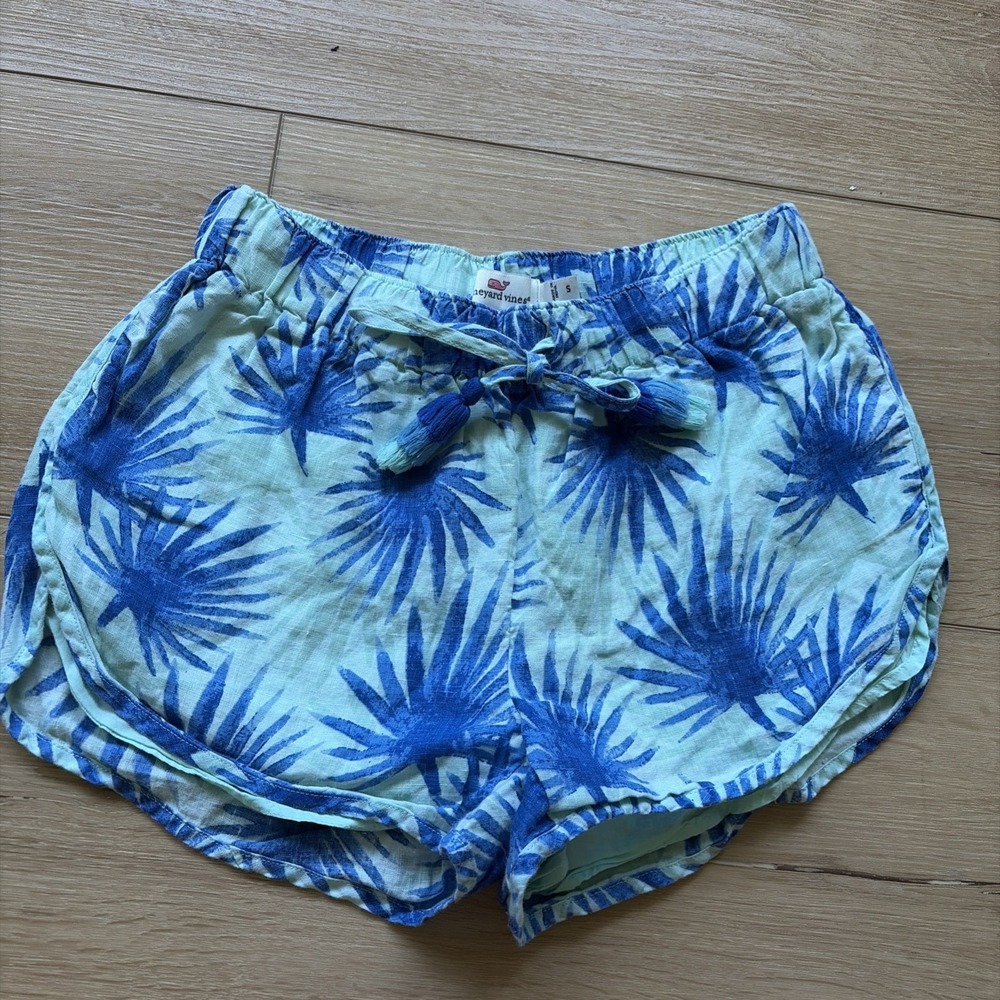 Vineyard Vines 100% Linen  Lined Beach Palm Shorts Size Small‎ Blue